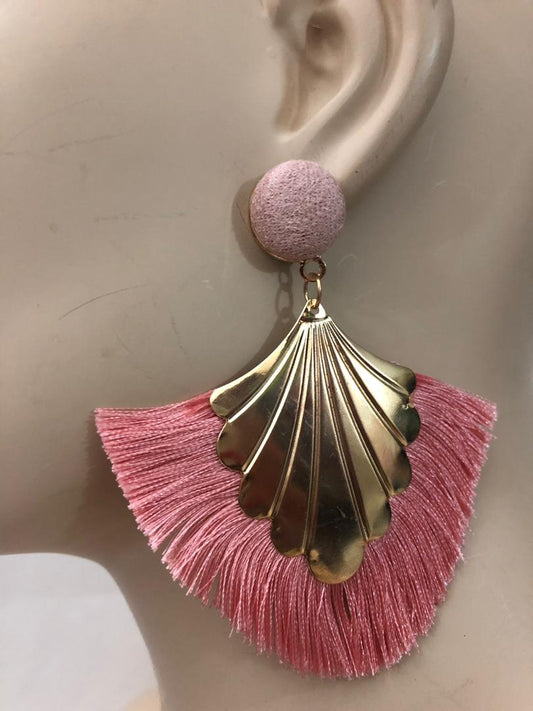 Heart Fan Fringe Earrings