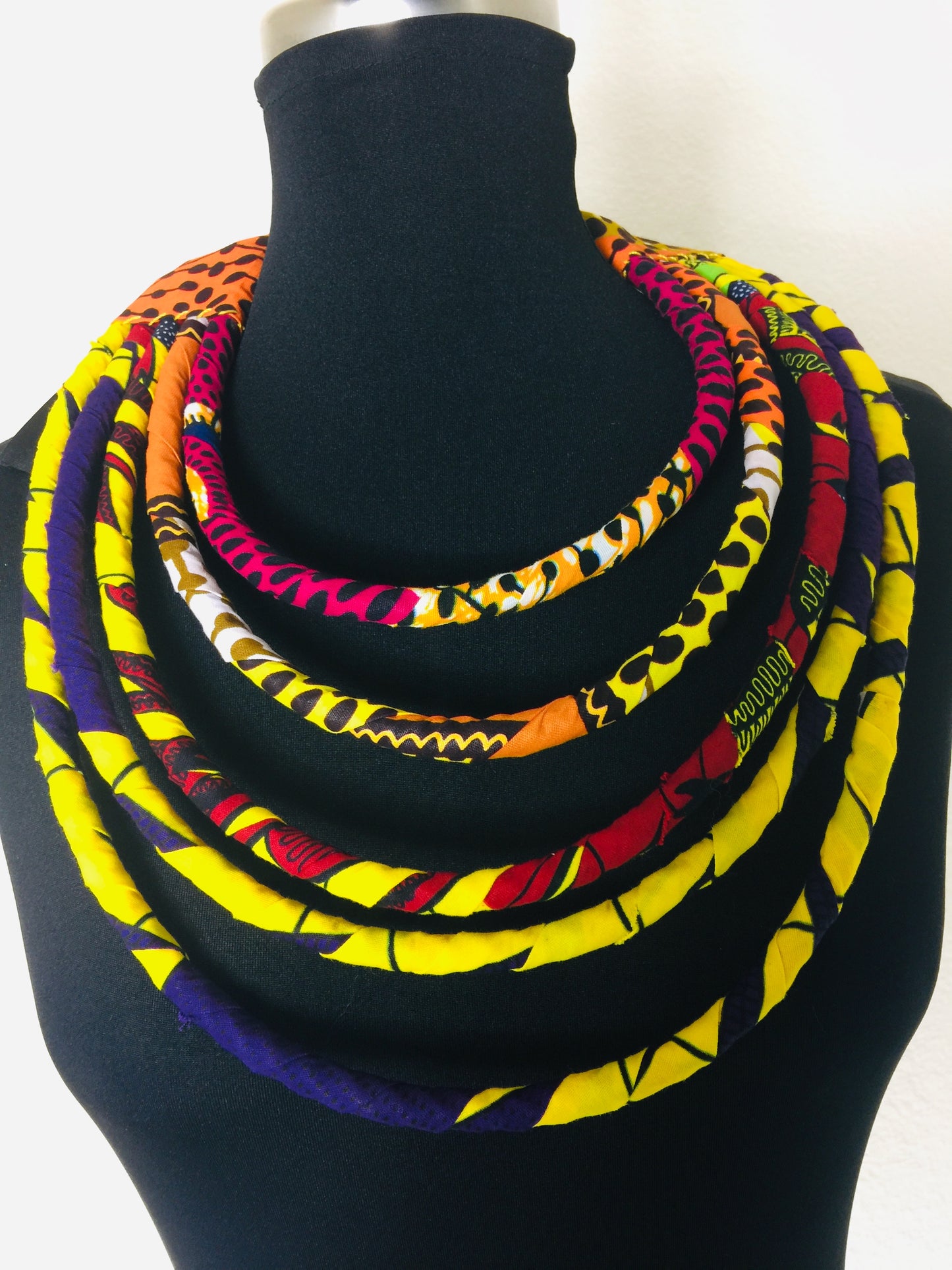 African Print Cord Small Fabric Necklace – DumoStar Jewelry